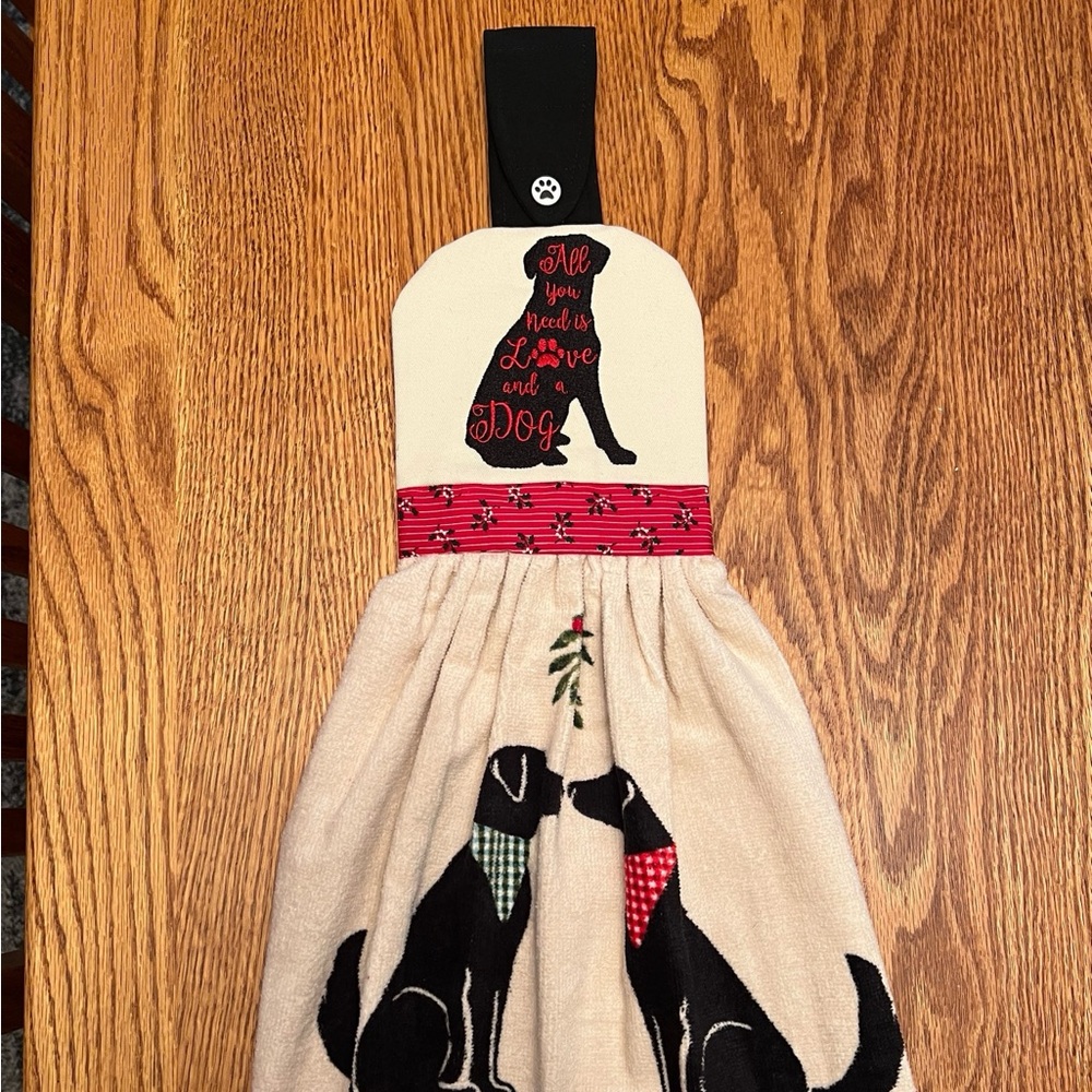 All you need is love and a dog hanging kitchen towel